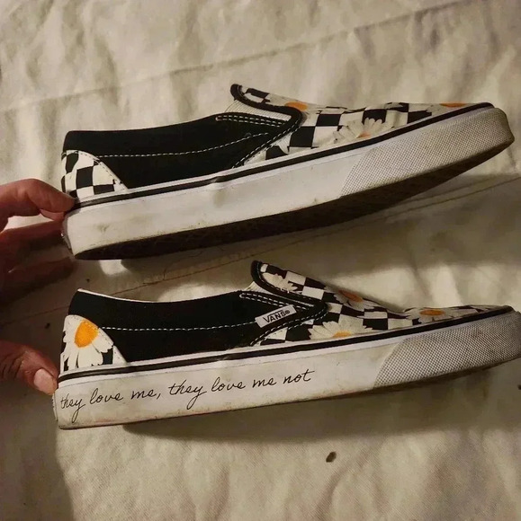 VANS LOVE ME LOVE ME NOT daisy slip on sneakers  mens 7 women's 8.5 - Picture 6 of 8